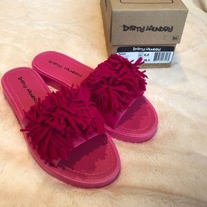 Dirty Laundry Pom Pom Fuchsia pink sandals